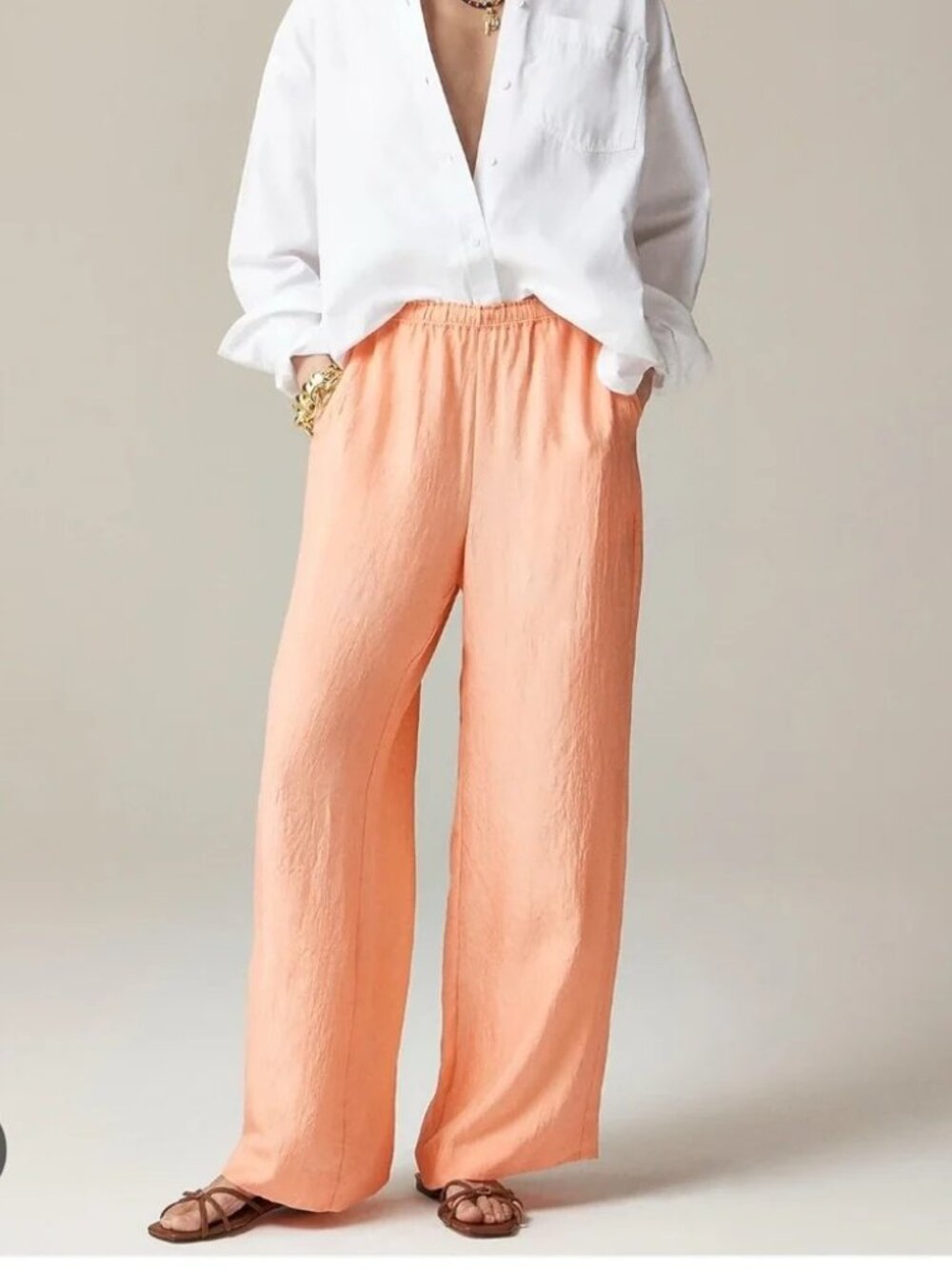 Like New J. Crew Stratus Pant in Textured Satin, Peach, Medium